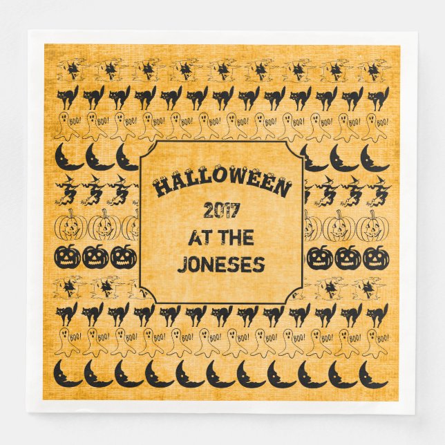Personalise:  Black/Orange Halloween Font Art Napkin (Front)