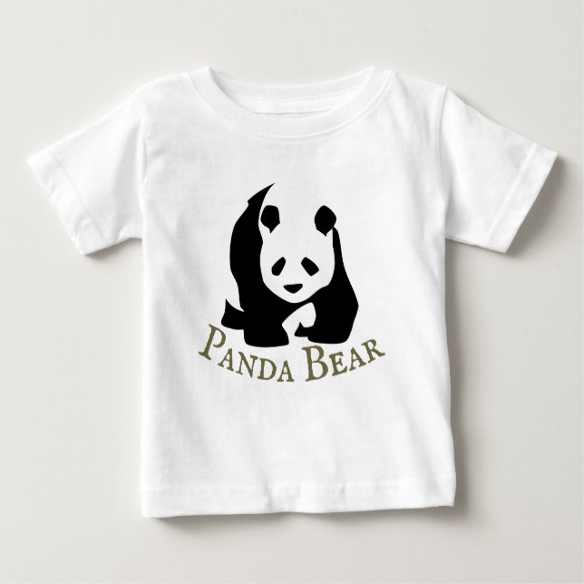 Personalise Black White Panda Bear Baby T-Shirt (Front)