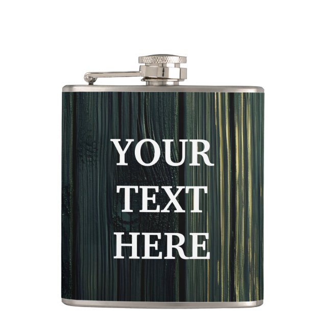 Personalise Black Wood Hip Flask (Front)