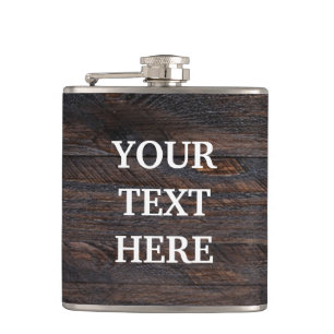 Personalise Black Wood Hip Flask