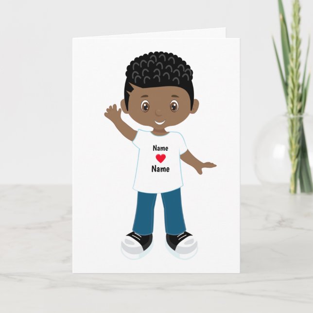 Personalise Blank  Black Boy Card (Front)