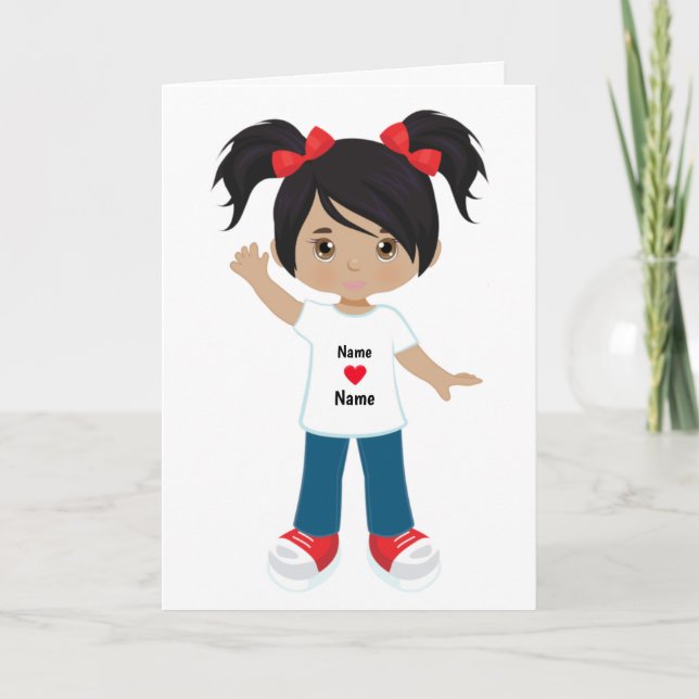 Personalise Blank Card Multicultural Girl (Front)