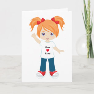 Personalise Blank Card Red Hair Girl