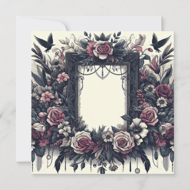 Personalise Blank Card Template Goth Floral (Front)