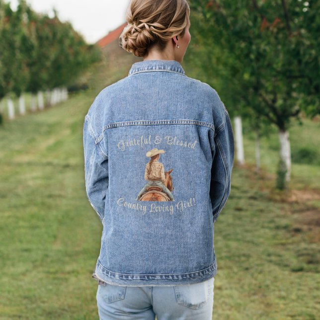 Personalise Blessed Country Loving Girl Jean  Denim Jacket (Creator Uploaded)