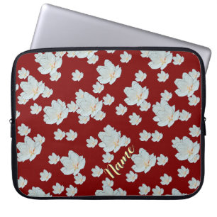 Personalise Blossoms On Dk Red Laptop Sleeve