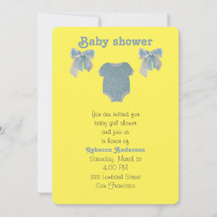 Personalise, Blue baby boy bodysuit Invitation