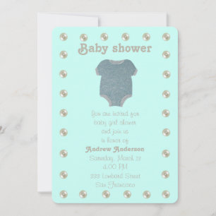 Personalise, blue baby shower invitation