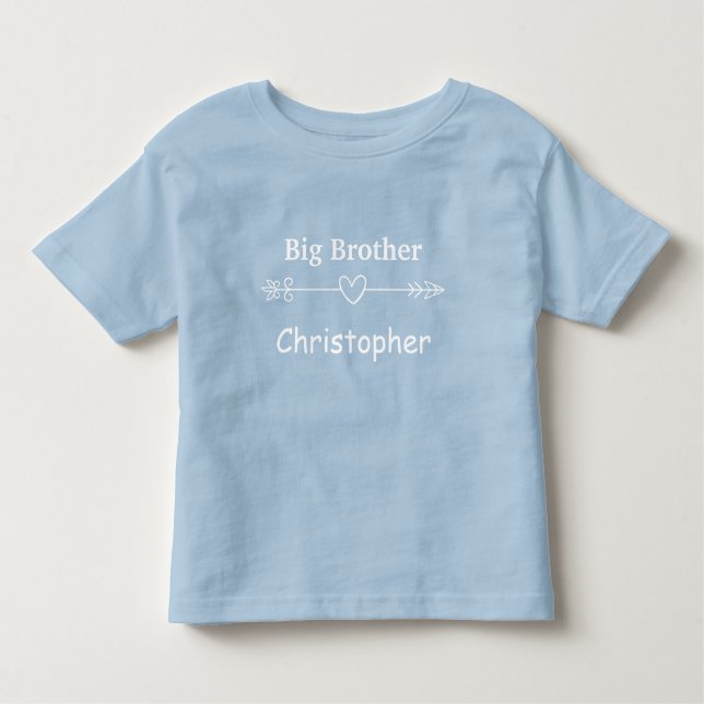 Personalise Blue Big  Brother Arrow Heart Boho   Toddler T-Shirt (Front)