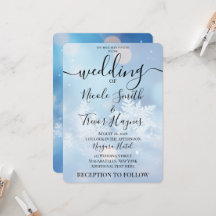 Personalise: Blue Bokeh Snowflakes Wedding