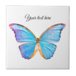 Personalise BLUE BUTTERFLY Ceramic Tile<br><div class="desc">Brattitude Designs is a mother and daughter design team from California, USA. We create art through our love of painting, drawing and photography to make our designs unique. Our products are created out of love and have fun, relaxed beach vibe, vintage and creative styles to each design. We also have...</div>