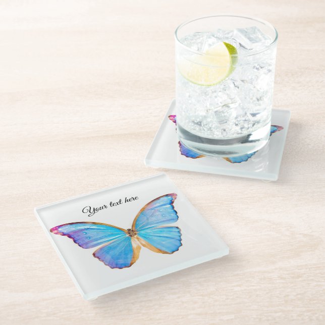 Personalise BLUE BUTTERFLY Coaster (Angled)