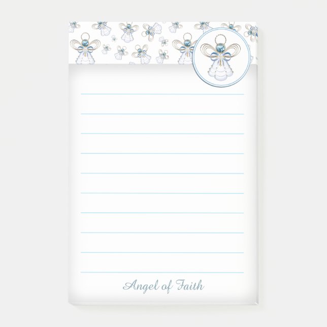 Personalise:  Blue Christmas "Angel of Faith" Post-it Notes (Front)