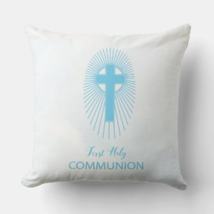 Personalise, Blue First Holy Communion Cross Host Cushion
