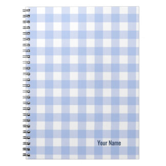 PERSONALISE Blue Gingham Pattern Notebook