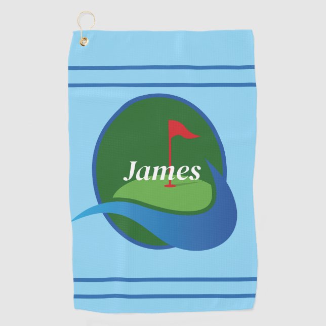 Personalise Blue  Golf Towel (Front)