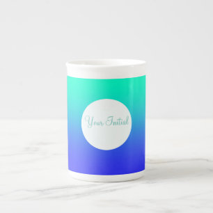 Personalise Blue Green White Bone China Mug