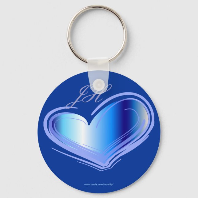 Personalise Blue Heart Keychain (Front)
