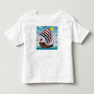 Personalise Blue Ocean Sail Boat Clear Sky Sun Toddler T-Shirt
