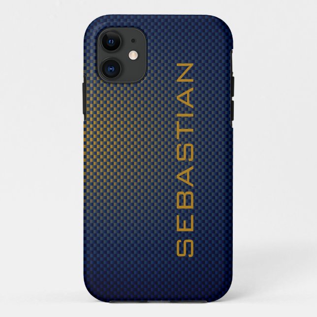 Personalise Blue Ochre carbon fibre patterned Case-Mate iPhone Case (Back)