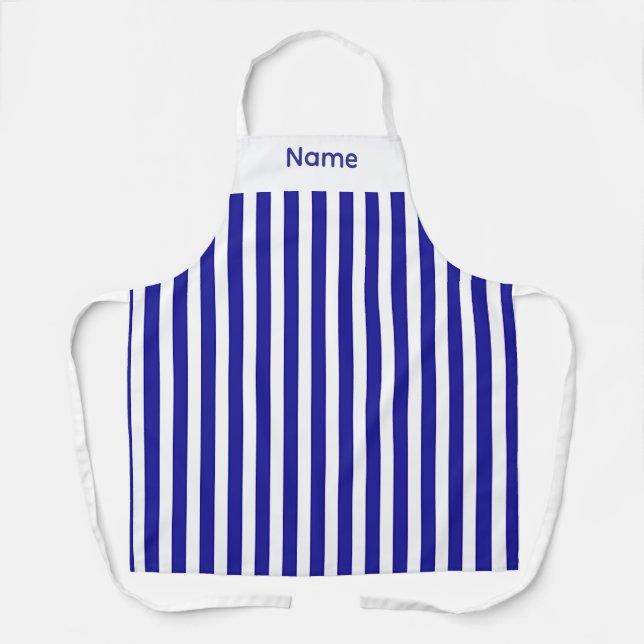 Personalise Blue Stripes Apron (Front)