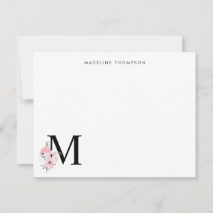 Personalise Blush Pink Floral Letter Name Monogram Card