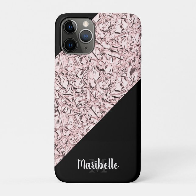 Personalise Blushed Rose Gold Faux Foil Case-Mate iPhone Case (Back)