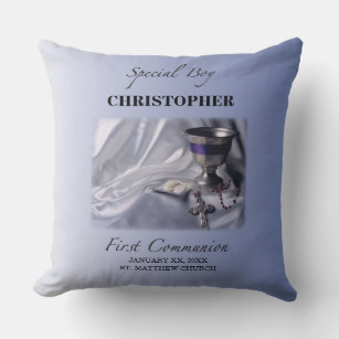 Personalise, Boy, First Communion Blue Cushion
