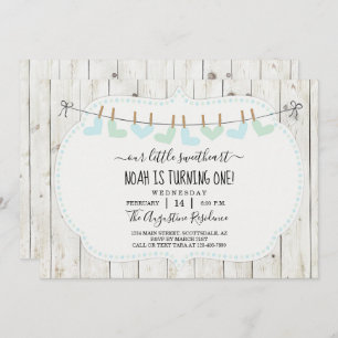 Personalise Boy Valentine Day First Birthday Party Invitation