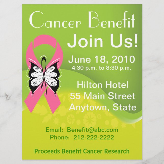 Personalise Breast Cancer Fundraising Benefit Flyer (Front)