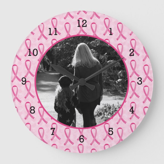 Personalise Breast Cancer Memorial Large Clock (Front)