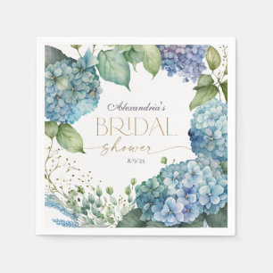 Personalise Bridal Shower Blue Hydrangeas Napkin