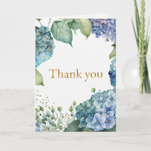 Personalise Bridal Shower Blue Hydrangeas Thank You Card