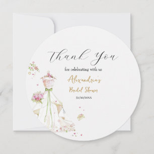 Personalise Bridal Shower Dress Thank you Card