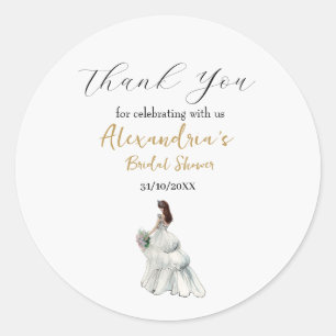 Personalise Bridal Shower Dress Thank you Classic Round Sticker