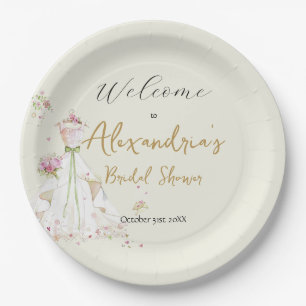 Personalise Bridal Shower Dress Welcome Paper Plate
