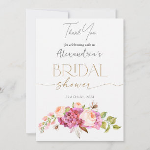 Personalise Bridal Shower Floral Bouquet Thank You Card