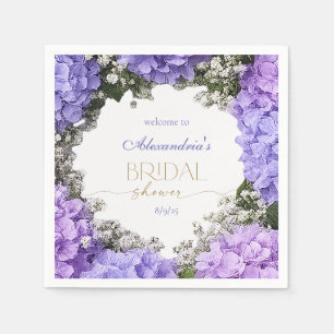 Personalise Bridal Shower Lavender Hydrangeas Napkin