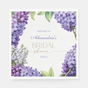 Personalise Bridal Shower Lavender Hydrangeas Napkin