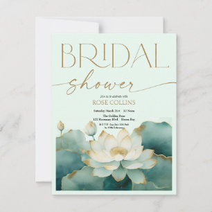 Personalise Bridal Shower Lotus gold Invitation
