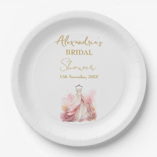 Personalise Bridal Shower Pink Dress Paper Plate