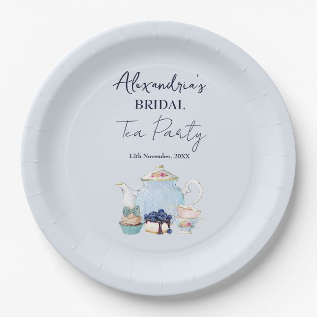 Personalise Bridal Shower Tea Party Paper Plate (Front)