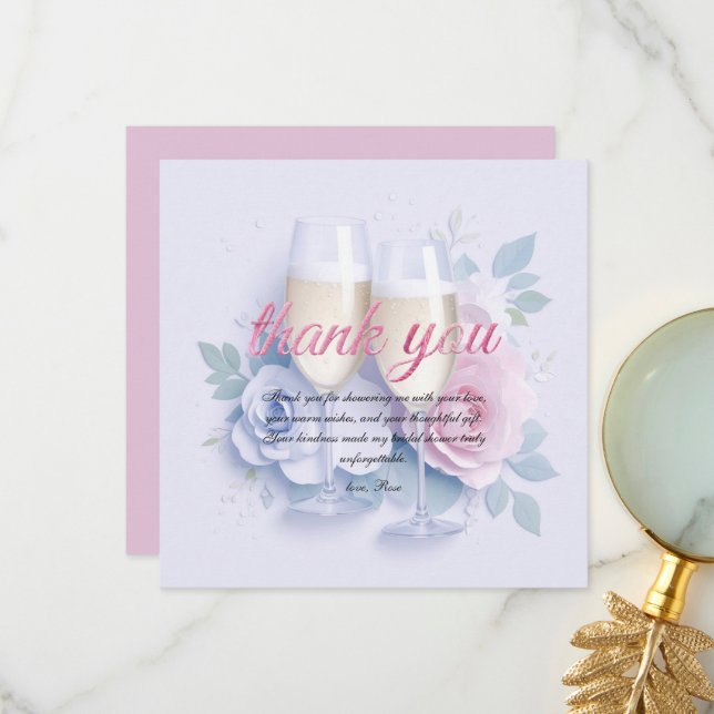 Personalise Bridal Shower Thank you Card (Front/Back In Situ)