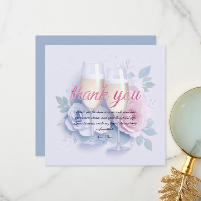 Personalise Bridal Shower Thank you Card (Front/Back In Situ)