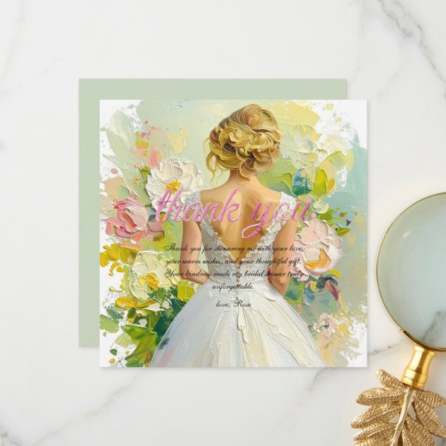 Personalise Bridal Shower Thank you Card (Front/Back In Situ)