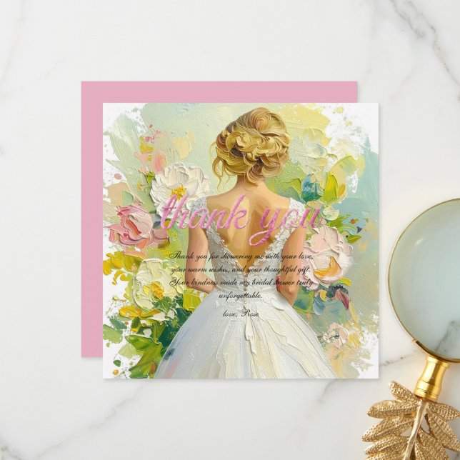 Personalise Bridal Shower Thank you Card (Front/Back In Situ)