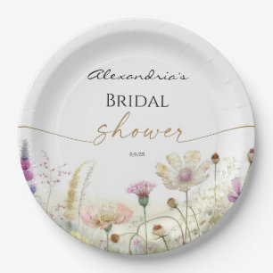 Personalise Bridal Shower Wild flowers Paper Plate