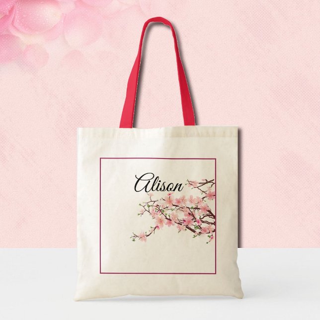 Personalise Bridesmaid Gift Cherry Blossom Tote Bag (Creator Uploaded)