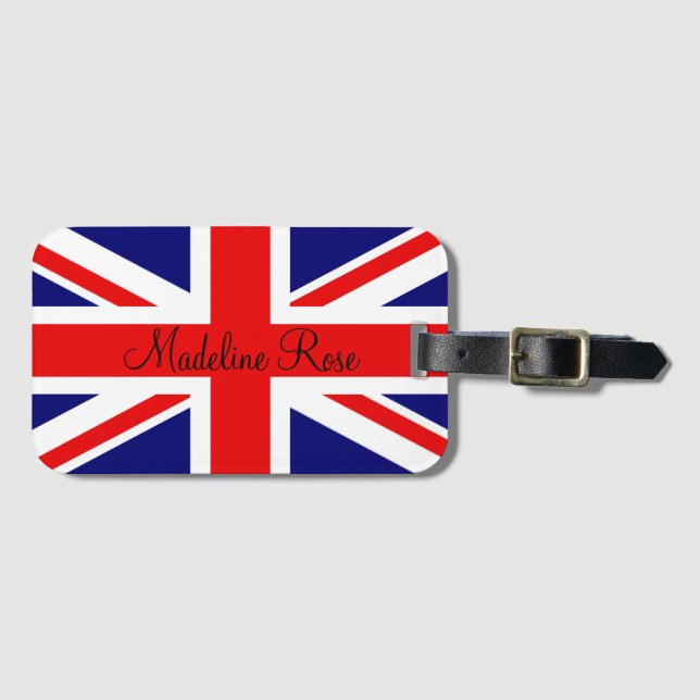 Personalise British flag Luggage Tag (Front Horizontal)