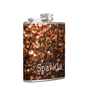 Personalise Bronze glitters sparkles Hip Flask